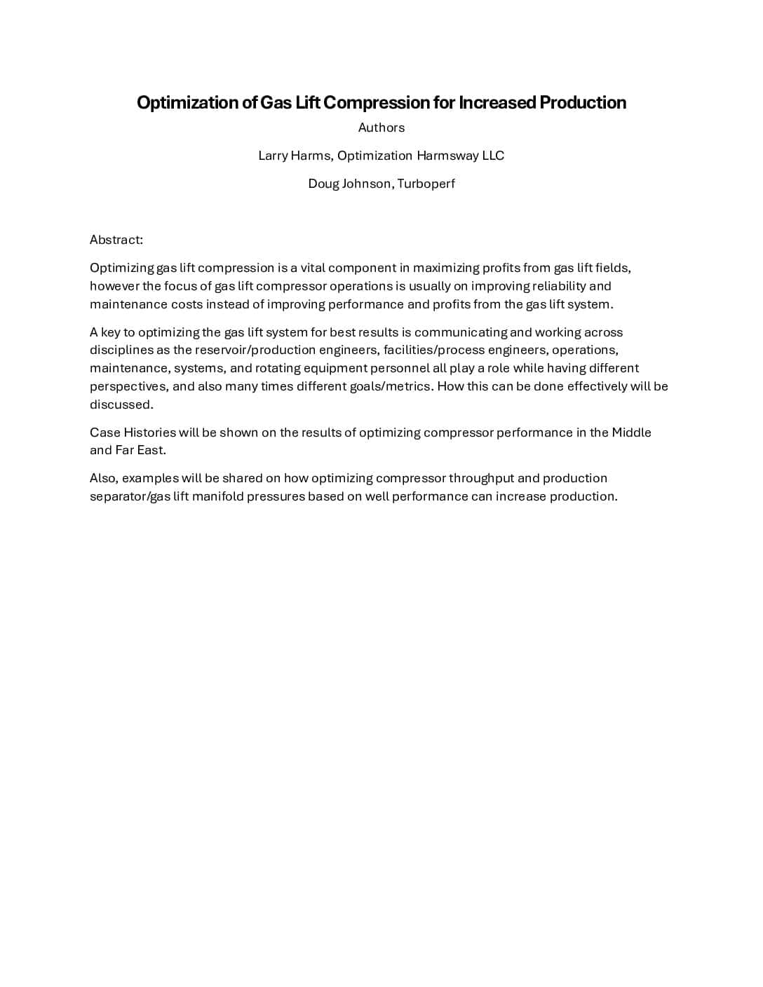 Optimization of Gas Lift Compression for Increased Production