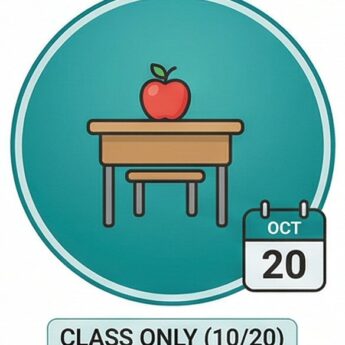 Apple on classroom desk, October 20th class date, educational event, school schedule.